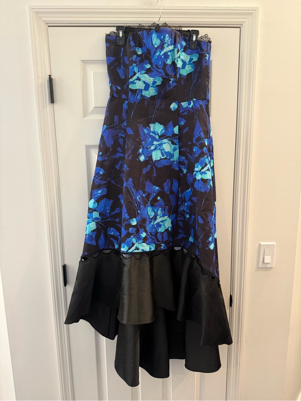 NWT Sachin and Babi Noir Blue Black Strapless High Low Gown Formal Dress size 10